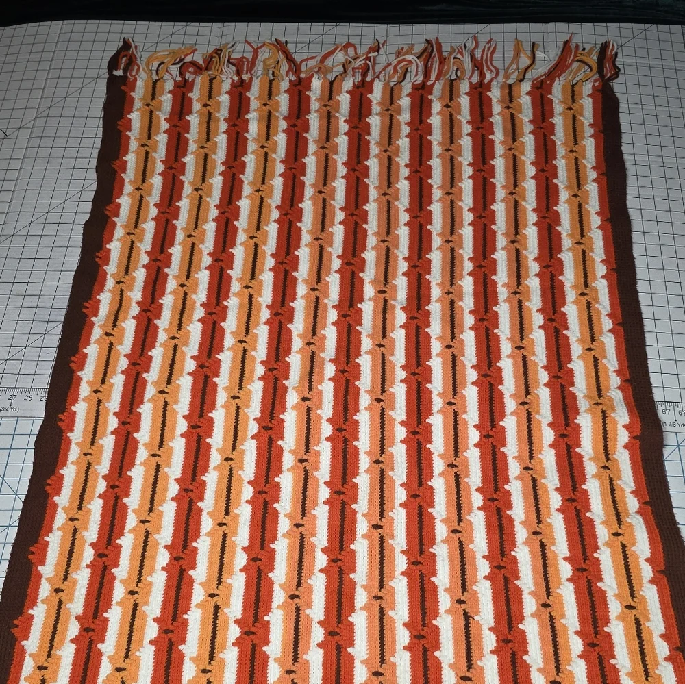 Handmade Crotchet Afghan Throw Blanket‎ - Preloved and Vintage late 70s